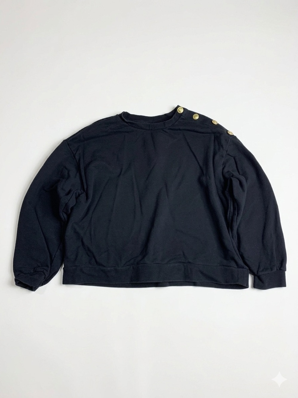 Zara Button Shoulder Oversized Sweatshirt Black Size Small